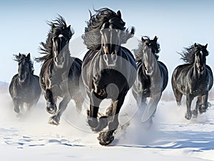 Black Friesian Horses