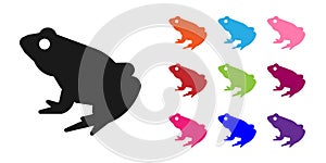 Black Frog icon isolated on white background. Animal symbol. Set icons colorful. Vector