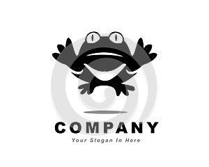 Black frog jump high bottom view logo design inspiration