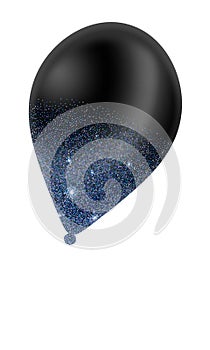 Black galaxy balloon seamless blue glitter transparent background birthday balloon