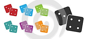 Black Game dice icon isolated on white background. Casino gambling. Set icons colorful. Vector