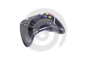 Black gaming joystick isolated on white