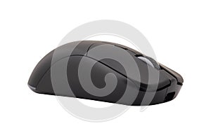 Black gaming wireless laser computer mouse isolated on white background