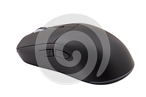 Black gaming wireless laser computer mouse isolated on white background