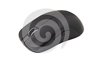 Black gaming wireless laser computer mouse isolated on white background