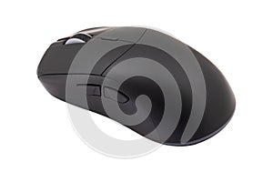 Black gaming wireless laser computer mouse isolated on white background