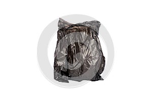 Black garbage bag isolated.
