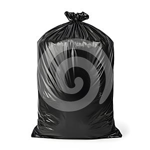 Black garbage bag isolated on white background