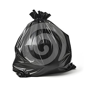 Black garbage bag isolated on white background