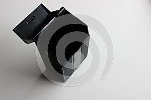 Black garbage container mockup isolated on white stock photo