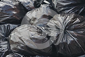Black garbage plastic bag, clean and recycle bin