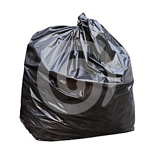 Black garbage waste bag isolated on white background