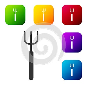 Black Garden pitchfork icon isolated on white background. Garden fork sign. Tool for horticulture, agriculture, farming