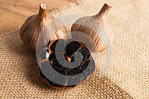 Black garlic close up