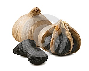 Black garlic isolated on white background