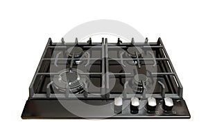 Black gas cooker on white background