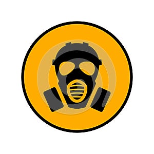 Black gas mask in circle sign