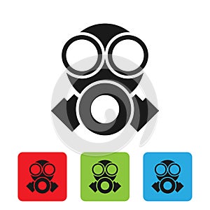 Black Gas mask icon isolated on white background. Respirator sign. Set icons colorful square buttons. Vector Illustration