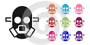 Black Gas mask icon isolated on white background. Respirator sign. Set icons colorful. Vector