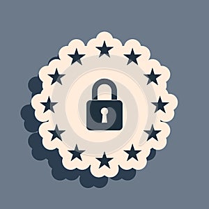 Black GDPR - General data protection regulation icon isolated on grey background. European Union symbol. Security