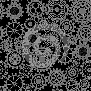 Black gears, steampunk seamless pattern