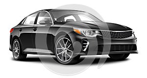 Black Generic Sedan Car On White Background