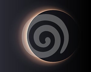 Black geometric abstraction. Dark background. Solar eclipse. Vector design