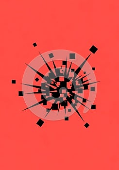 Black geometric explosion pattern on a