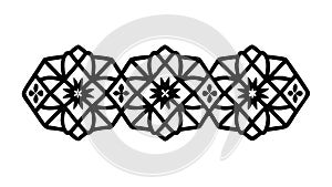 Black Geometric Interlocking Decorative Border, vector design Generative AI