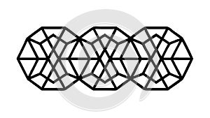 Black Geometric Interlocking Hexagon Pattern, vector design Generative AI