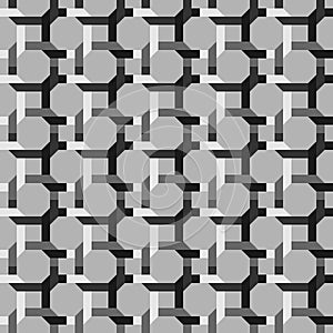 Black geometric pattern on white background with lines and rectangles