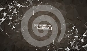 Black Geometric Polygonal background molecule and communication. Connected lines with dots. Minimalism background. Concept of the