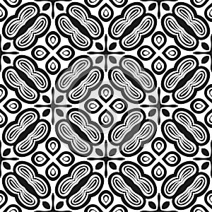 Black geometric Seamless pattern in white background. Simple, texture.