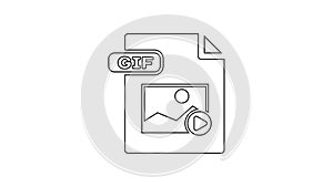 Black GIF file document. Download gif button line icon on white background. GIF file symbol. 4K Video motion graphic