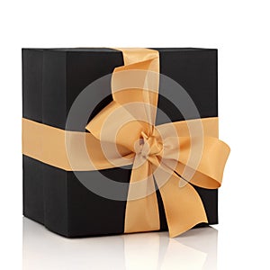 Black Gift Box with Gold Bow