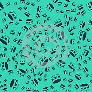 Black Gift box icon isolated seamless pattern on green background. 8 March. International Happy Women Day. Vector