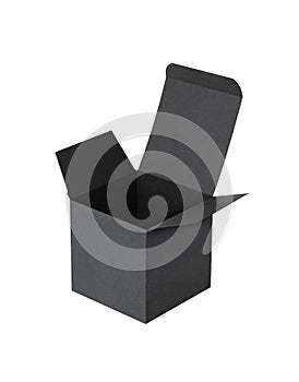 Black gift cardboard box isolatedon a white