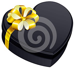 Black gift close box heart shape