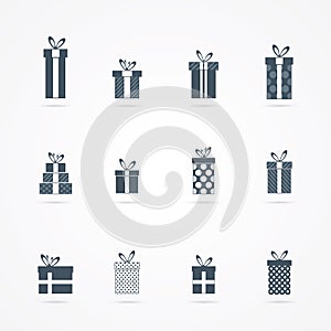 Black gift icons set