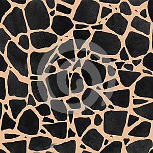 Black giraffe spots watercolor seamless pattern