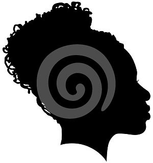 Black Girl African American female, African woman profile picture. Black woman from the side with afroharren. African American afr