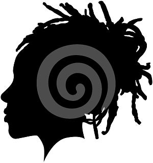 Black Girl African American female, African woman profile picture. Black woman from the side with afroharren. African American afr