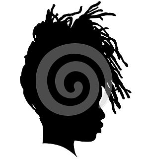 Black Girl African American female, African woman profile picture. Black woman from the side with afroharren. African American afr photo