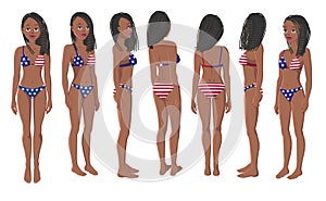 A Black Girl in American Flag Swimming Suit