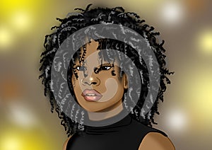 Black girl cartoon illustration for content creation