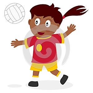 Black Girl Playing Volleyball on White