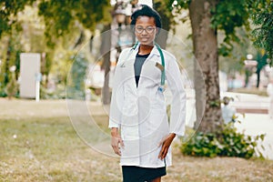 Black girl with stethoscope