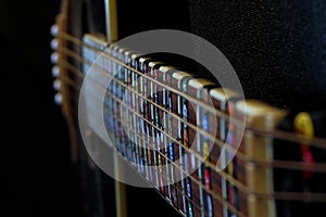 Black gitar on black background