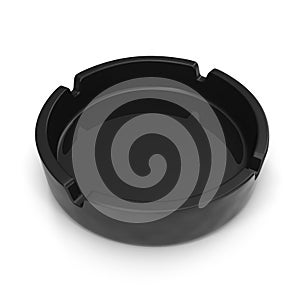 Black Glass ashtray Isolated on White Background 3D Illustration