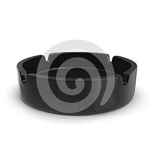Black Glass ashtray Isolated on White Background 3D Illustration